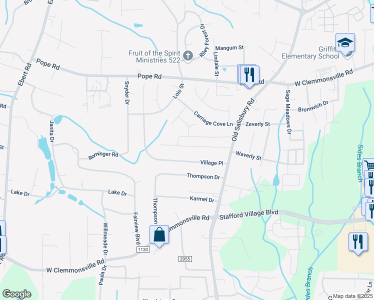 map of restaurants, bars, coffee shops, grocery stores, and more near 1656 Guilford Drive in Winston-Salem