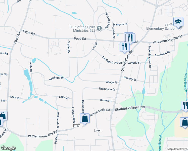 map of restaurants, bars, coffee shops, grocery stores, and more near 1668 Guilford Drive in Winston-Salem