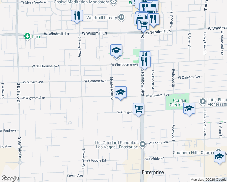 map of restaurants, bars, coffee shops, grocery stores, and more near 7217 West Wigwam Avenue in Las Vegas