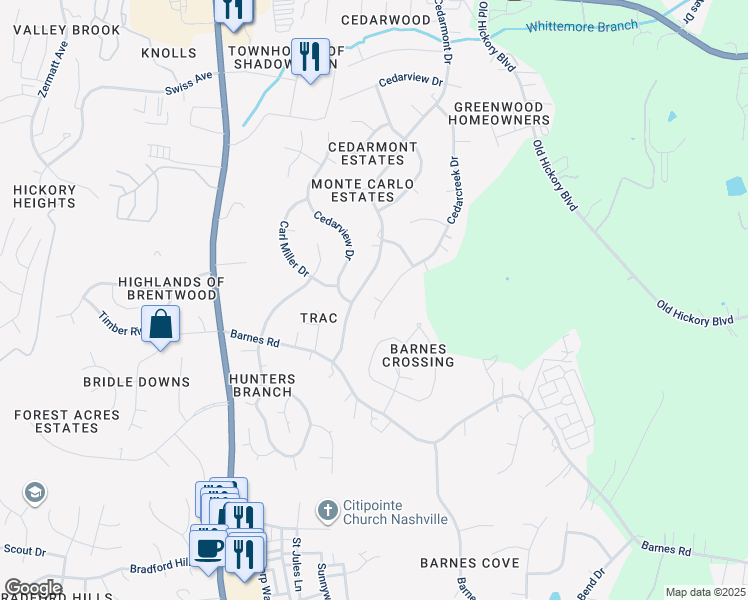 map of restaurants, bars, coffee shops, grocery stores, and more near 328 Cedarcreek Drive in Nashville