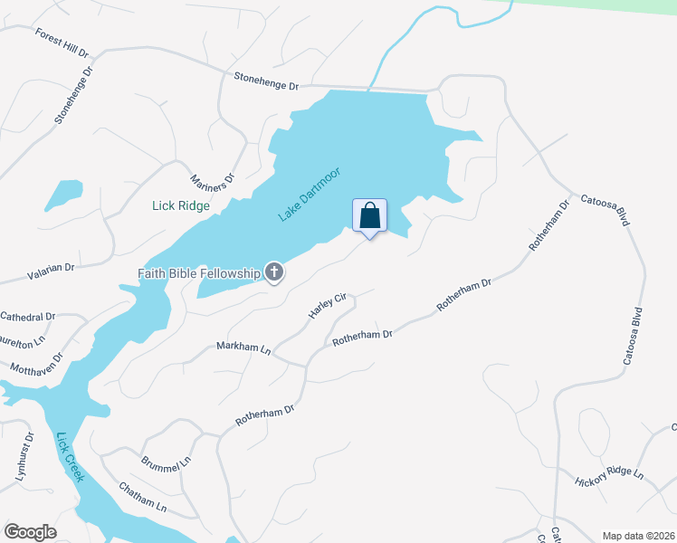 map of restaurants, bars, coffee shops, grocery stores, and more near 54 Chelteham Lane in Crossville