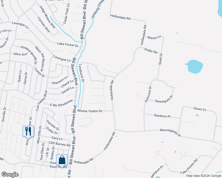 map of restaurants, bars, coffee shops, grocery stores, and more near 283 Hollandale Road in La Vergne