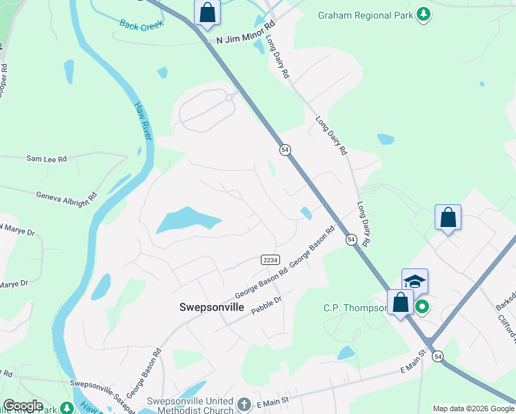 map of restaurants, bars, coffee shops, grocery stores, and more near in Swepsonville
