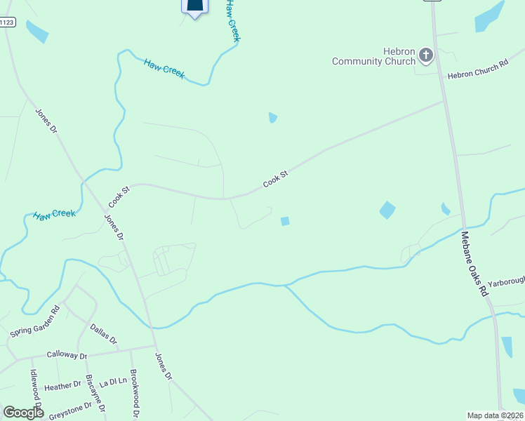 map of restaurants, bars, coffee shops, grocery stores, and more near 3601 Cook Street in Mebane