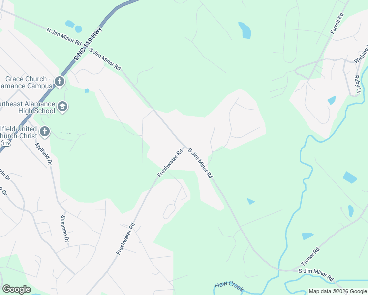 map of restaurants, bars, coffee shops, grocery stores, and more near 144 Freshwater Road in Haw River