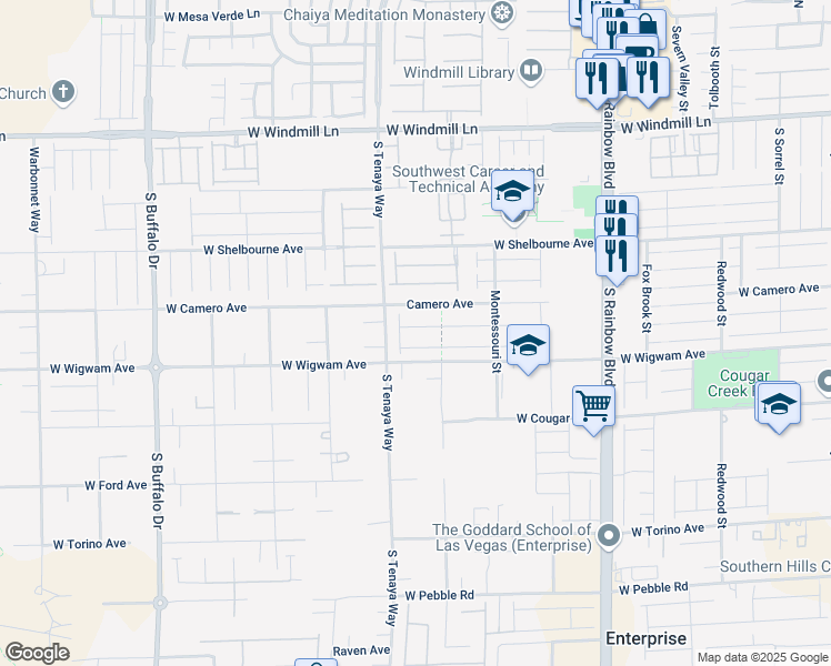 map of restaurants, bars, coffee shops, grocery stores, and more near 7307 Grace Estate Avenue in Las Vegas