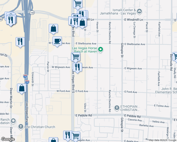 map of restaurants, bars, coffee shops, grocery stores, and more near 8542 Giles Street in Las Vegas