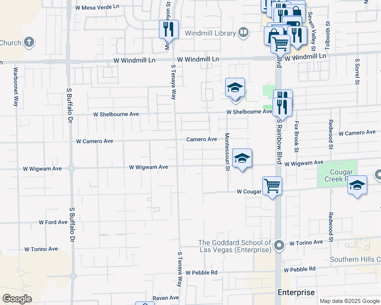 map of restaurants, bars, coffee shops, grocery stores, and more near 7307 Grace Estate Avenue in Las Vegas