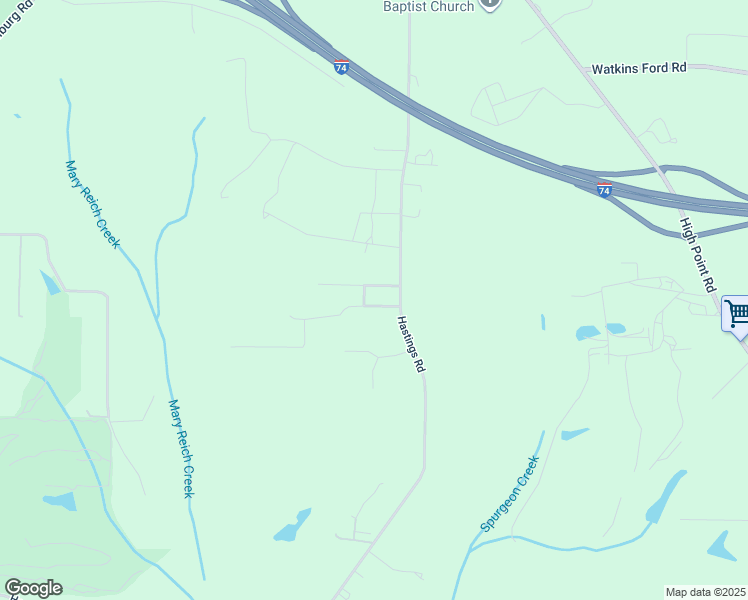 map of restaurants, bars, coffee shops, grocery stores, and more near Odell Drive in Forsyth County