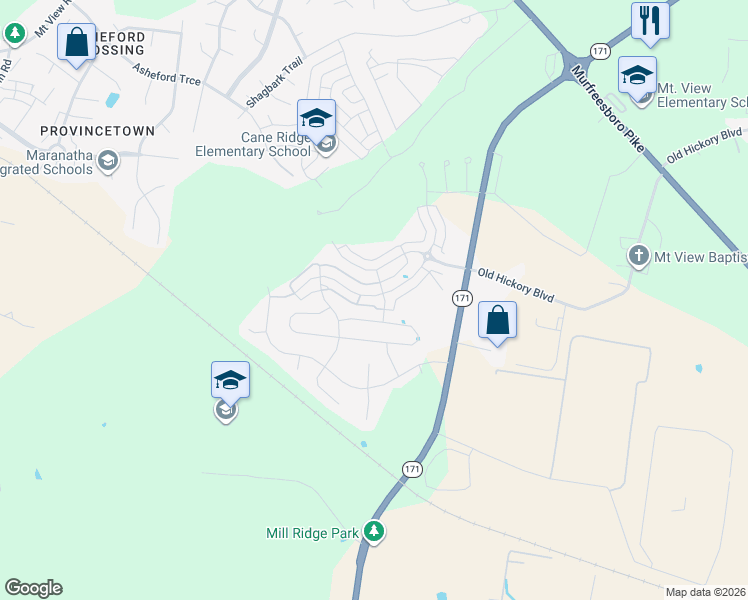 map of restaurants, bars, coffee shops, grocery stores, and more near 915 Beaver Creek Way in Nashville