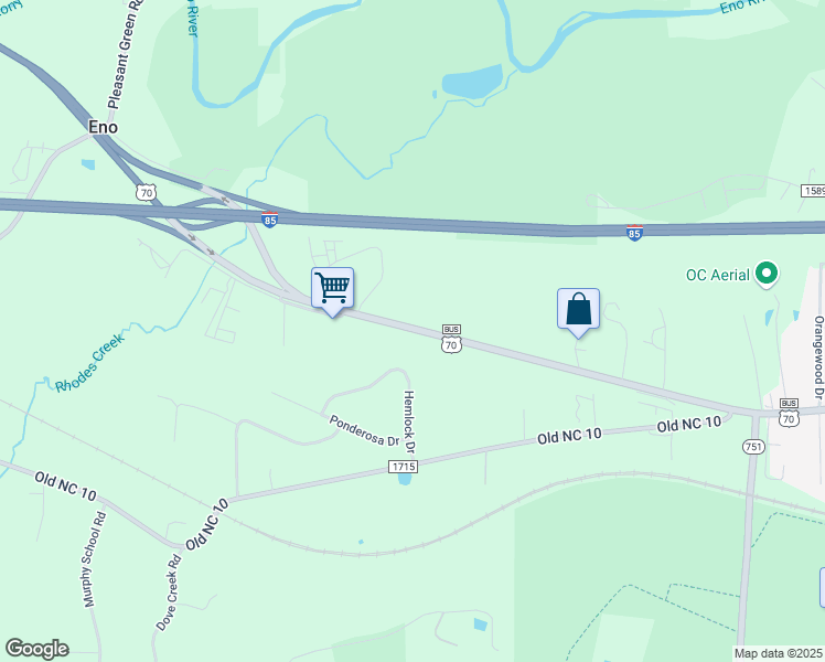 map of restaurants, bars, coffee shops, grocery stores, and more near 5601 U.S. 70 Business in Durham