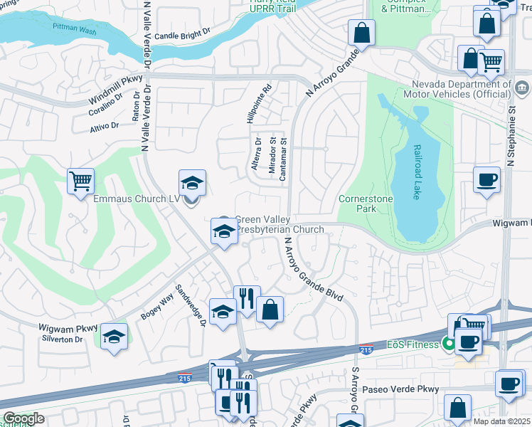 map of restaurants, bars, coffee shops, grocery stores, and more near 1714 Talon Avenue in Henderson