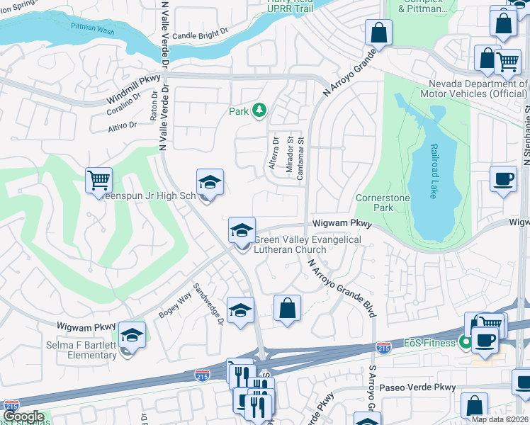 map of restaurants, bars, coffee shops, grocery stores, and more near 1730 Talon Avenue in Henderson