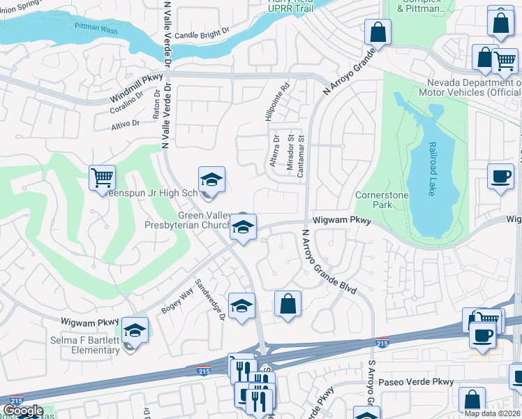 map of restaurants, bars, coffee shops, grocery stores, and more near 1741 Talon Avenue in Henderson