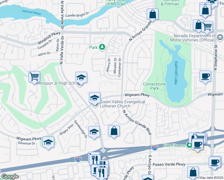 map of restaurants, bars, coffee shops, grocery stores, and more near 1714 Talon Avenue in Henderson