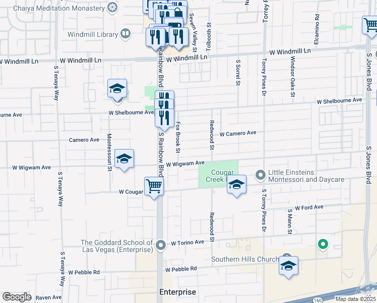 map of restaurants, bars, coffee shops, grocery stores, and more near 6765 Bravura Court in Las Vegas
