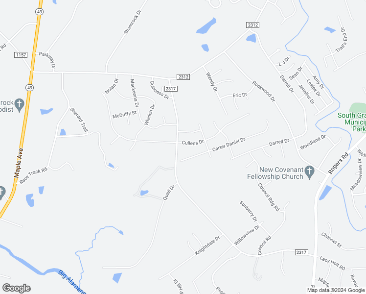 map of restaurants, bars, coffee shops, grocery stores, and more near 2942 Cullens Drive in Graham