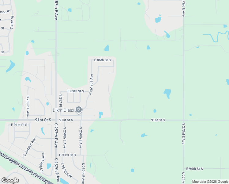 map of restaurants, bars, coffee shops, grocery stores, and more near 8989 South 264th East Avenue in Broken Arrow