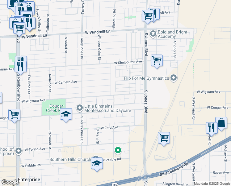 map of restaurants, bars, coffee shops, grocery stores, and more near 6299 Tillman Crest Avenue in Las Vegas