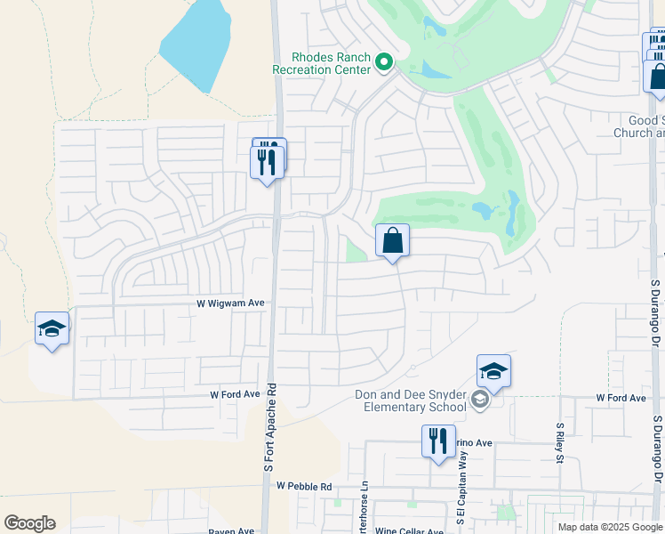 map of restaurants, bars, coffee shops, grocery stores, and more near 707 Orchard Course Drive in Las Vegas