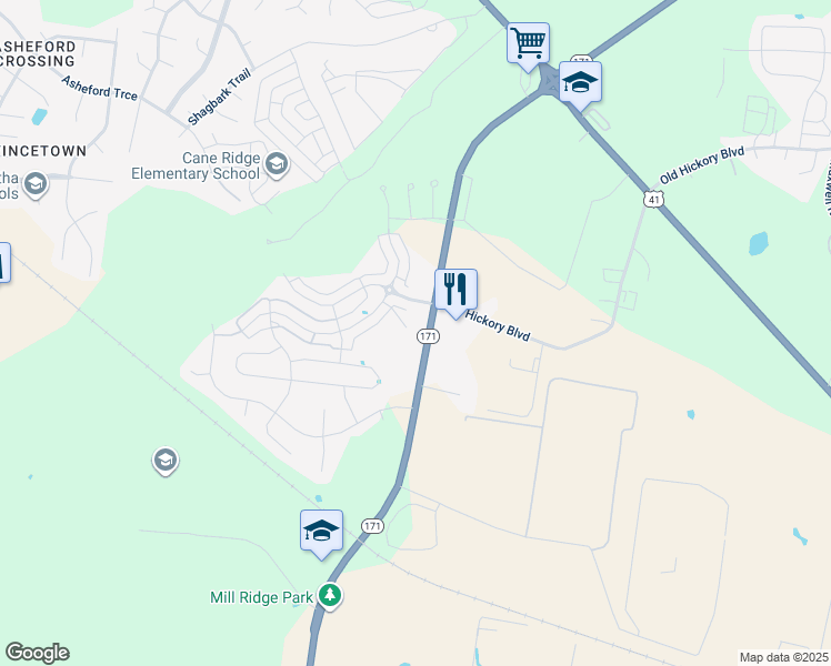 map of restaurants, bars, coffee shops, grocery stores, and more near 12722 Old Hickory Boulevard in Nashville
