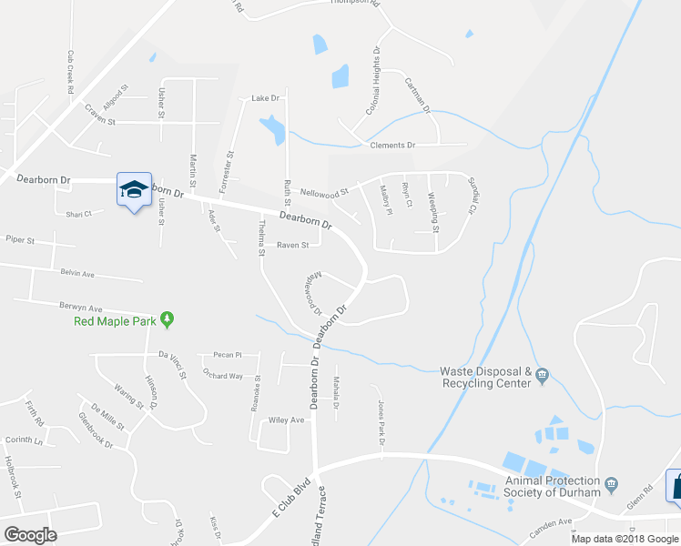 map of restaurants, bars, coffee shops, grocery stores, and more near 1310 Maplewood Drive in Durham