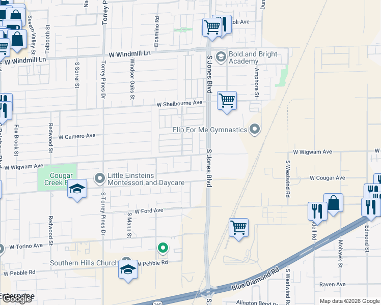 map of restaurants, bars, coffee shops, grocery stores, and more near 8520 Caddy Corner Street in Las Vegas