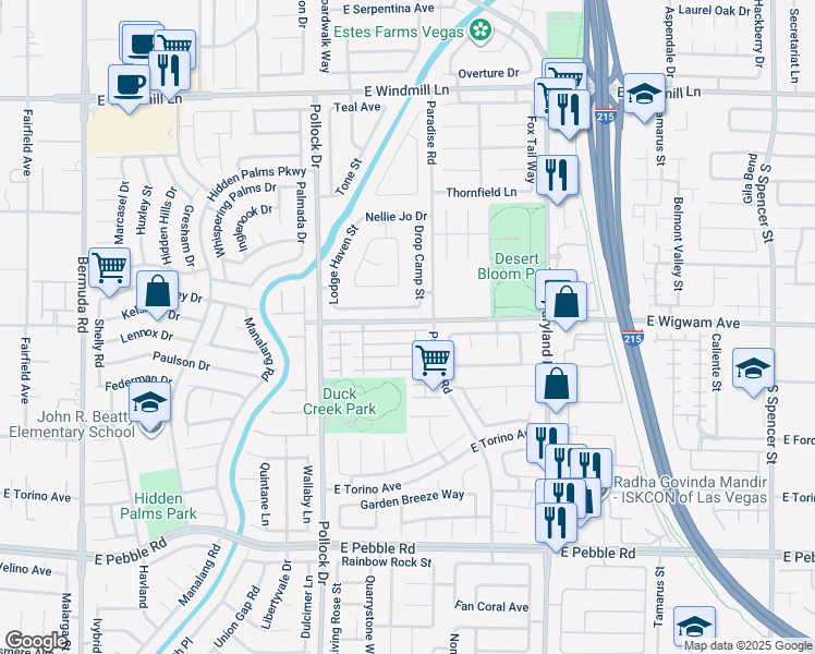 map of restaurants, bars, coffee shops, grocery stores, and more near 960 Clear Diamond Avenue in Las Vegas