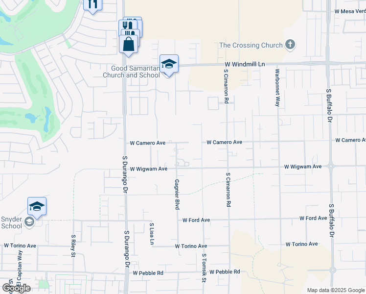 map of restaurants, bars, coffee shops, grocery stores, and more near 8430 Gagnier Boulevard in Las Vegas