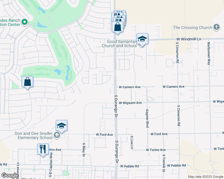 map of restaurants, bars, coffee shops, grocery stores, and more near 8418 Sycamore Creek Street in Las Vegas