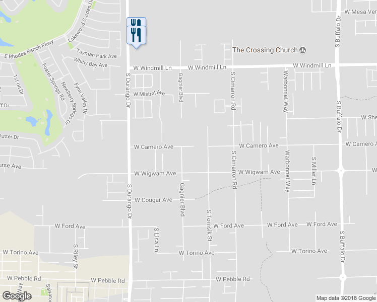 map of restaurants, bars, coffee shops, grocery stores, and more near 8430 Gagnier Boulevard in Las Vegas