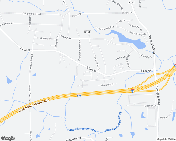 map of restaurants, bars, coffee shops, grocery stores, and more near 39 Leesford Trail in Greensboro