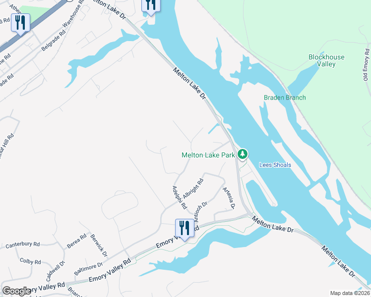 map of restaurants, bars, coffee shops, grocery stores, and more near 134 Amanda Drive in Oak Ridge