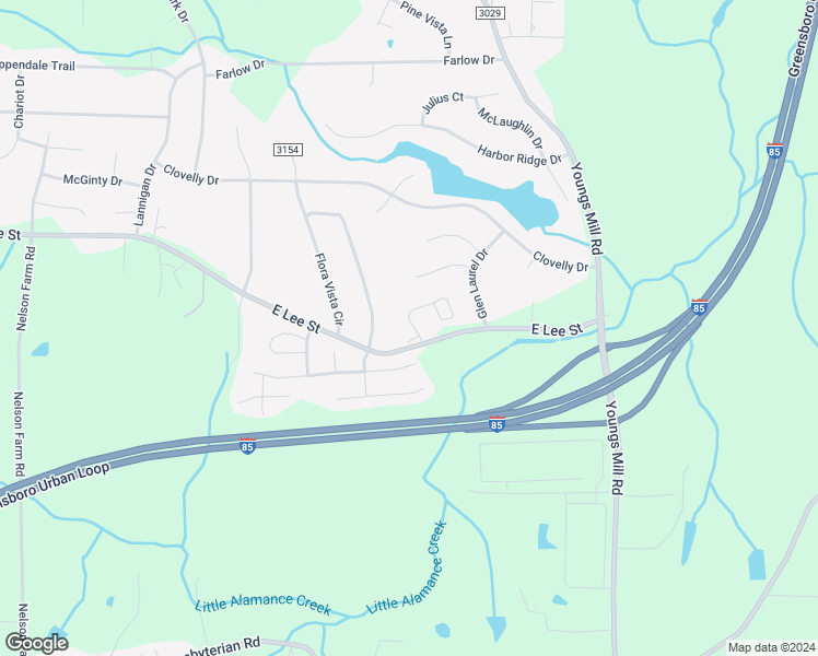map of restaurants, bars, coffee shops, grocery stores, and more near 101 Chestnut Bend Drive in Greensboro