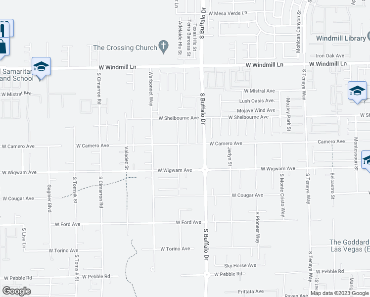map of restaurants, bars, coffee shops, grocery stores, and more near 7865 West Camero Avenue in Las Vegas