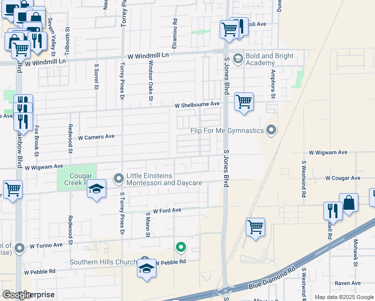 map of restaurants, bars, coffee shops, grocery stores, and more near 6262 Tillman Crest Avenue in Las Vegas