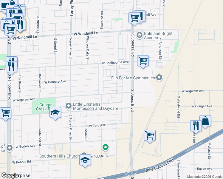 map of restaurants, bars, coffee shops, grocery stores, and more near 6234 Hopeful Light Avenue in Las Vegas