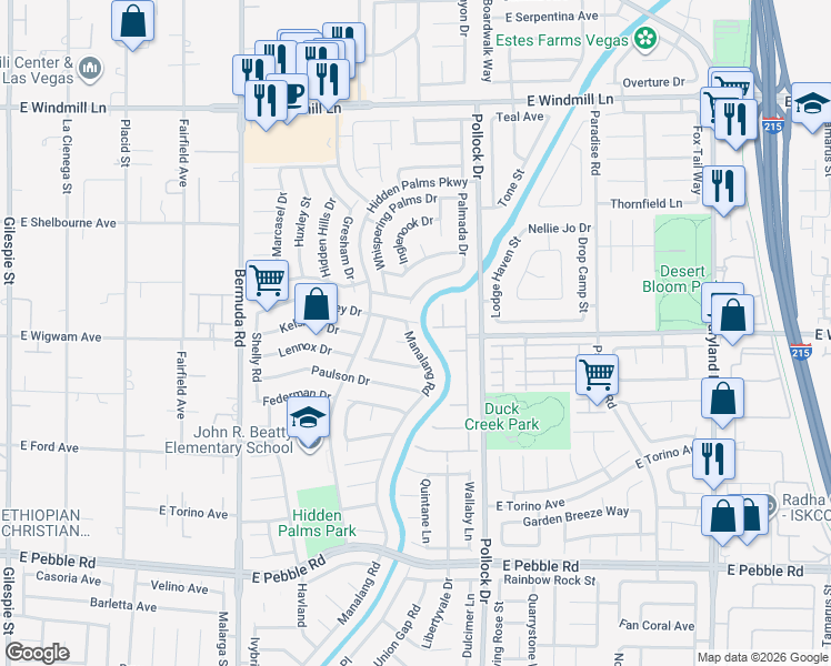 map of restaurants, bars, coffee shops, grocery stores, and more near 8484 Palmada Drive in Las Vegas