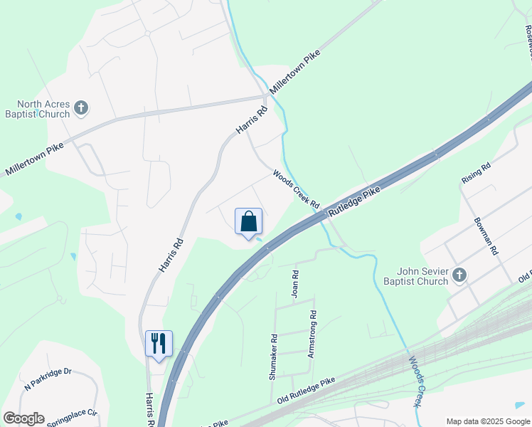 map of restaurants, bars, coffee shops, grocery stores, and more near 2138 Brownstone Way in Knoxville