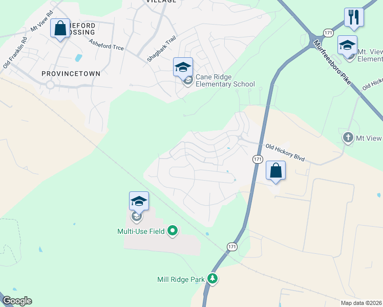 map of restaurants, bars, coffee shops, grocery stores, and more near 1501 Sprucedale Drive in Nashville