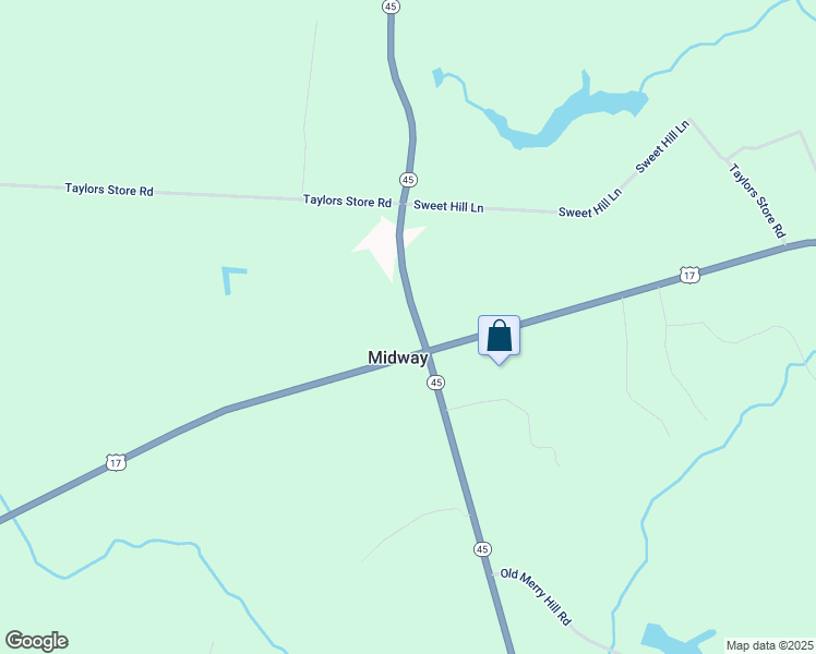 map of restaurants, bars, coffee shops, grocery stores, and more near 105 North Carolina 45 in Merry Hill
