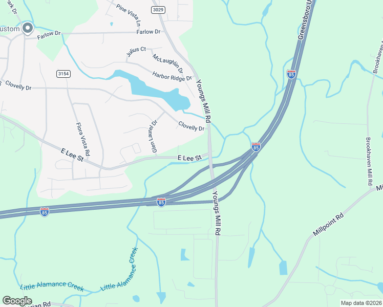 map of restaurants, bars, coffee shops, grocery stores, and more near 5029 East Lee Street in Greensboro