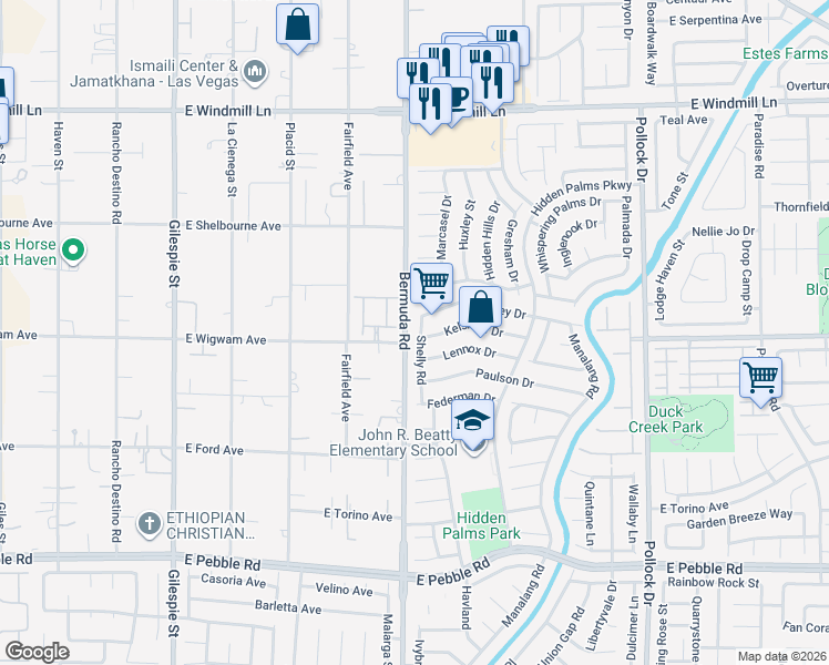 map of restaurants, bars, coffee shops, grocery stores, and more near 8501 Shelly Road in Las Vegas