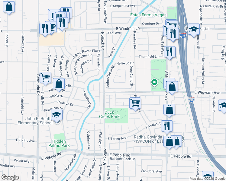 map of restaurants, bars, coffee shops, grocery stores, and more near 859 Single Tree Drive in Las Vegas