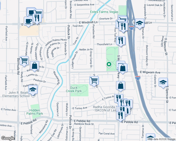 map of restaurants, bars, coffee shops, grocery stores, and more near 949 Single Tree Drive in Las Vegas