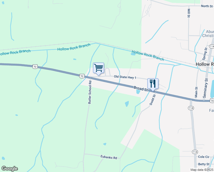 map of restaurants, bars, coffee shops, grocery stores, and more near 28105 Broad Street in Hollow Rock