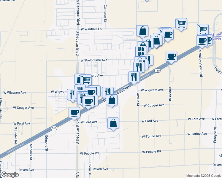 map of restaurants, bars, coffee shops, grocery stores, and more near 8476 Moondance Cellars Court in Las Vegas
