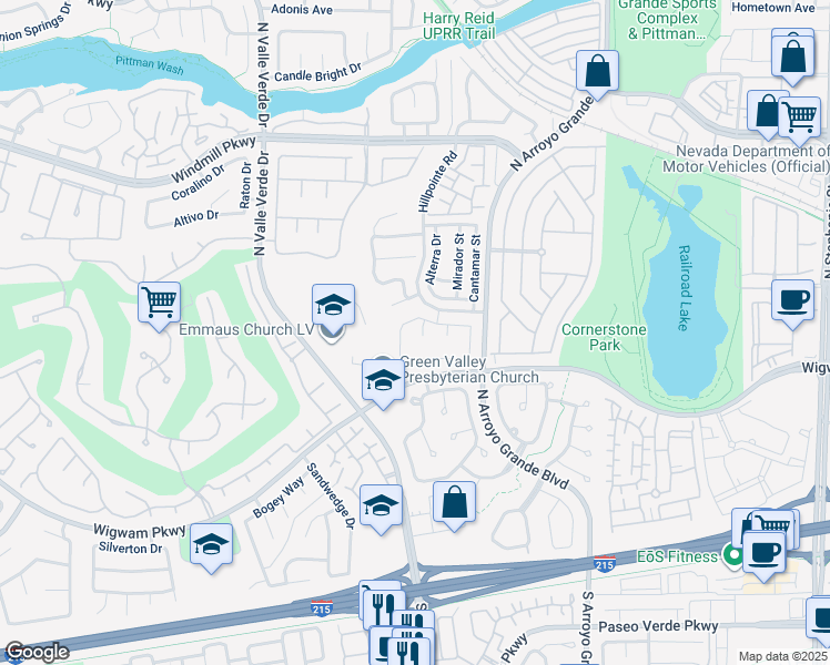 map of restaurants, bars, coffee shops, grocery stores, and more near 135 Serenade Court in Henderson