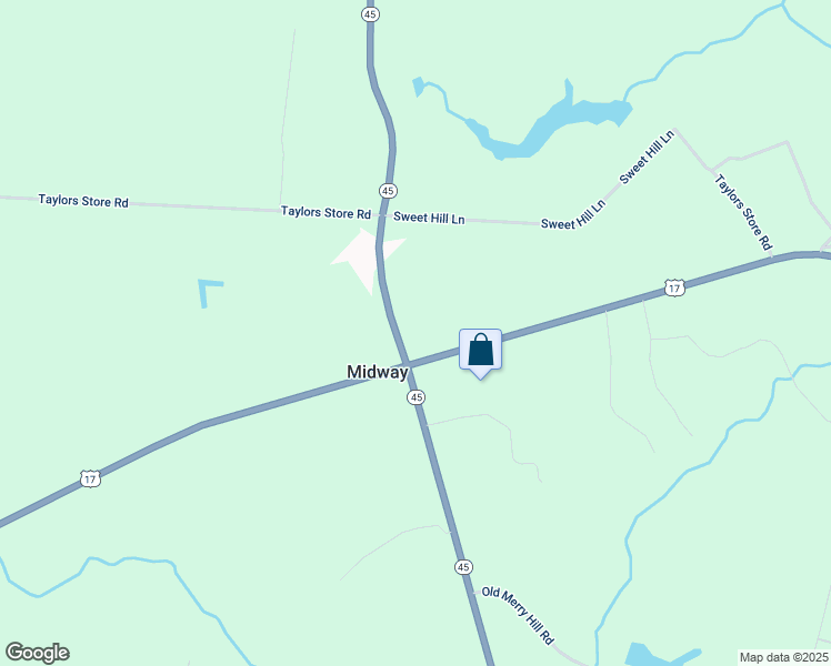 map of restaurants, bars, coffee shops, grocery stores, and more near 106 North Carolina 45 in Merry Hill