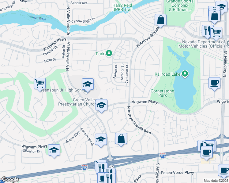 map of restaurants, bars, coffee shops, grocery stores, and more near 1724 Blanchard Drive in Henderson